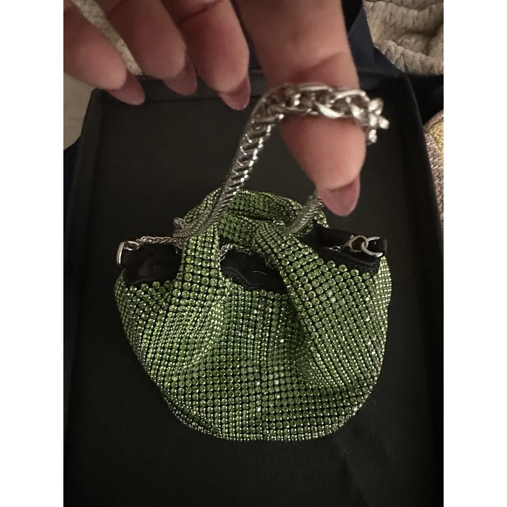 Hand‎ Bag Crystal Bucket In Emerald, Mini Elegant